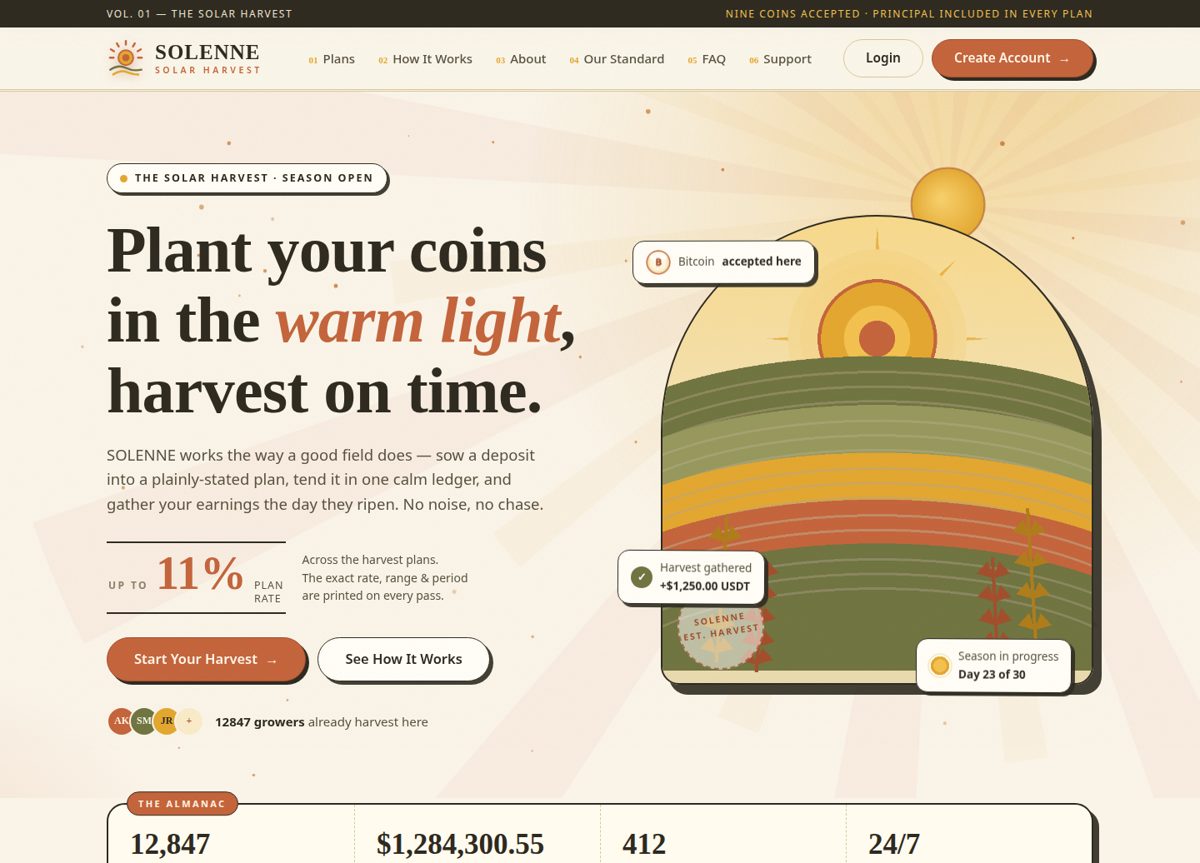 SOLENNE — HYIP Template Pack