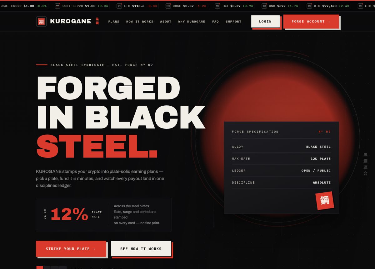 KUROGANE — HYIP Template Pack